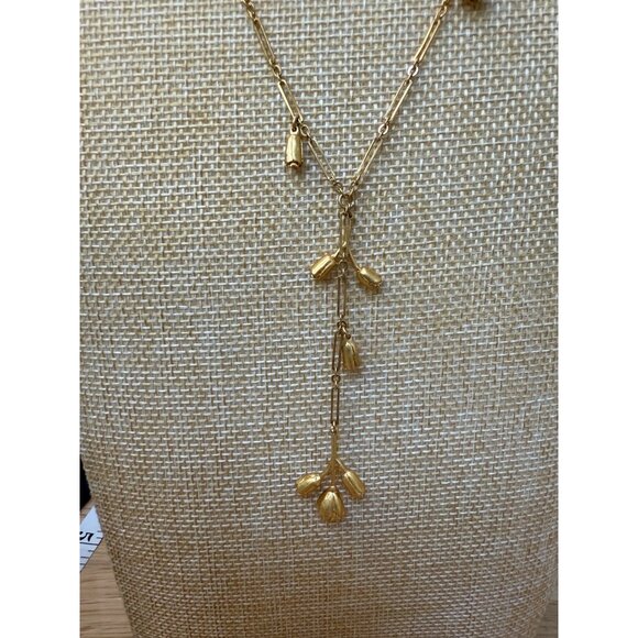 Madewell Gold-Tone Floral Drop Necklace - 22 Inches Long Lightweight Jewelry Pie - Picture 3 of 8